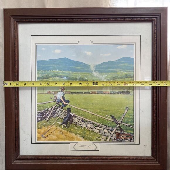 Norman Rockwell "Watching The Train" Boyhood Dreams Four‎ Seasons Summer Framed - Picture 5 of 8